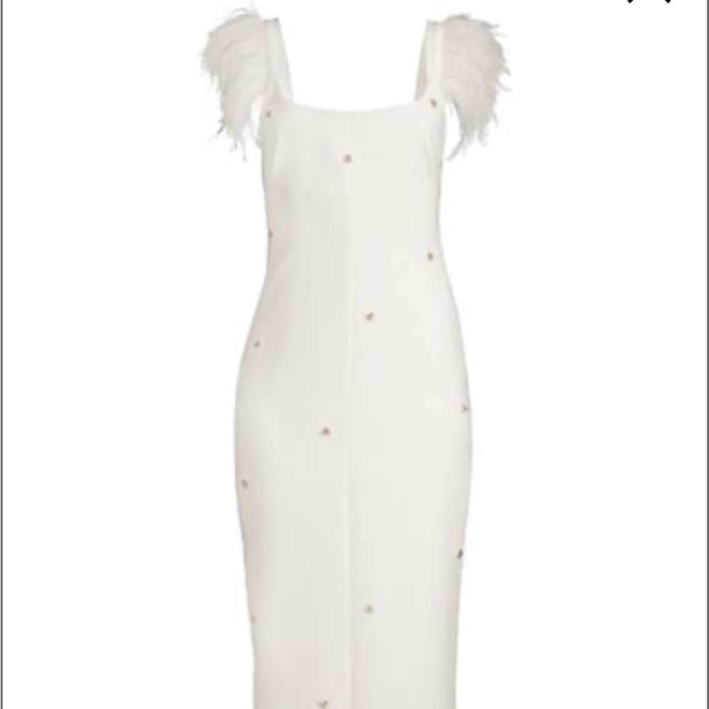 Likely - Cameron Ostrich Feather-Trimmed Midi-Dress